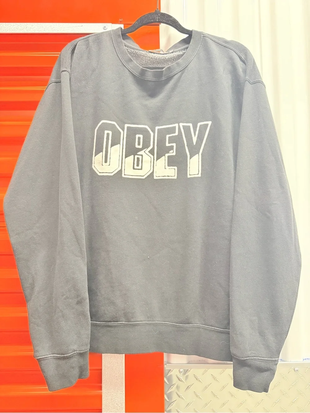 Obey Black Crewneck with White Block Logo